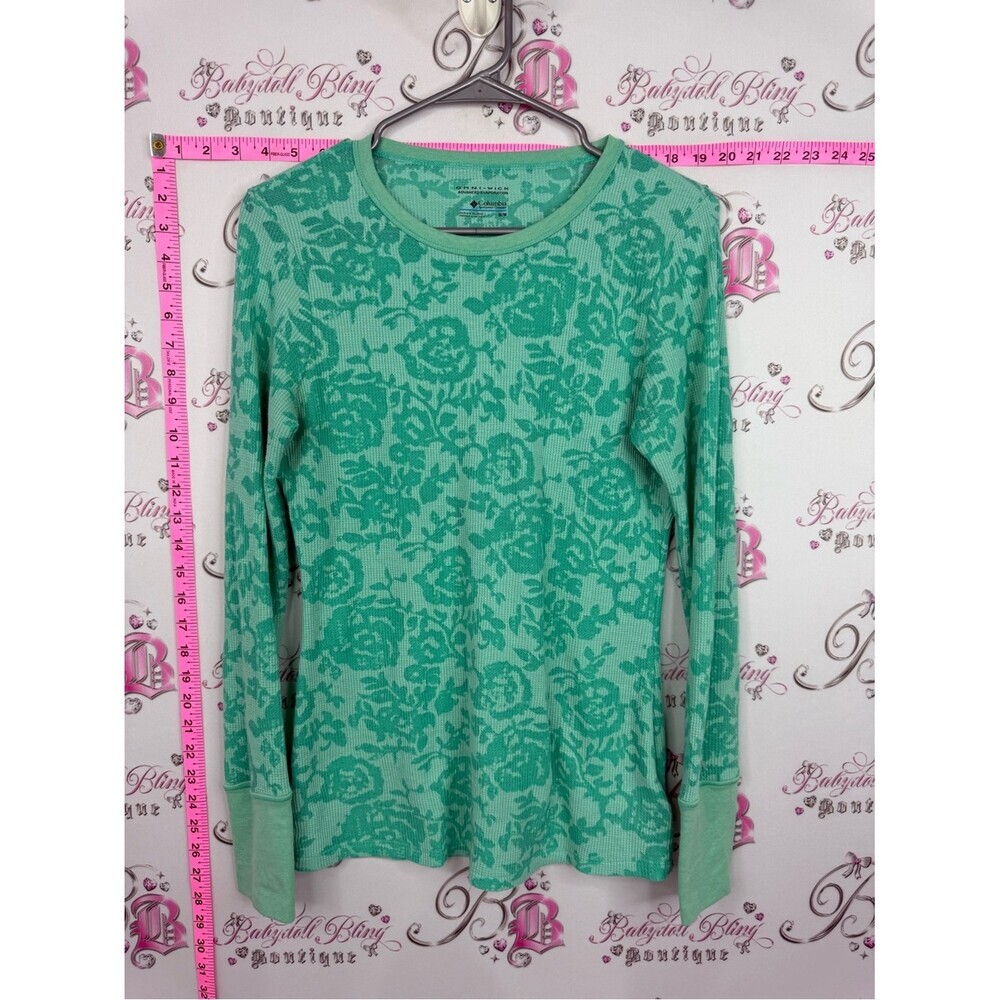 Columbia Mint Green blue Floral Thermal Long-Sleeve Top